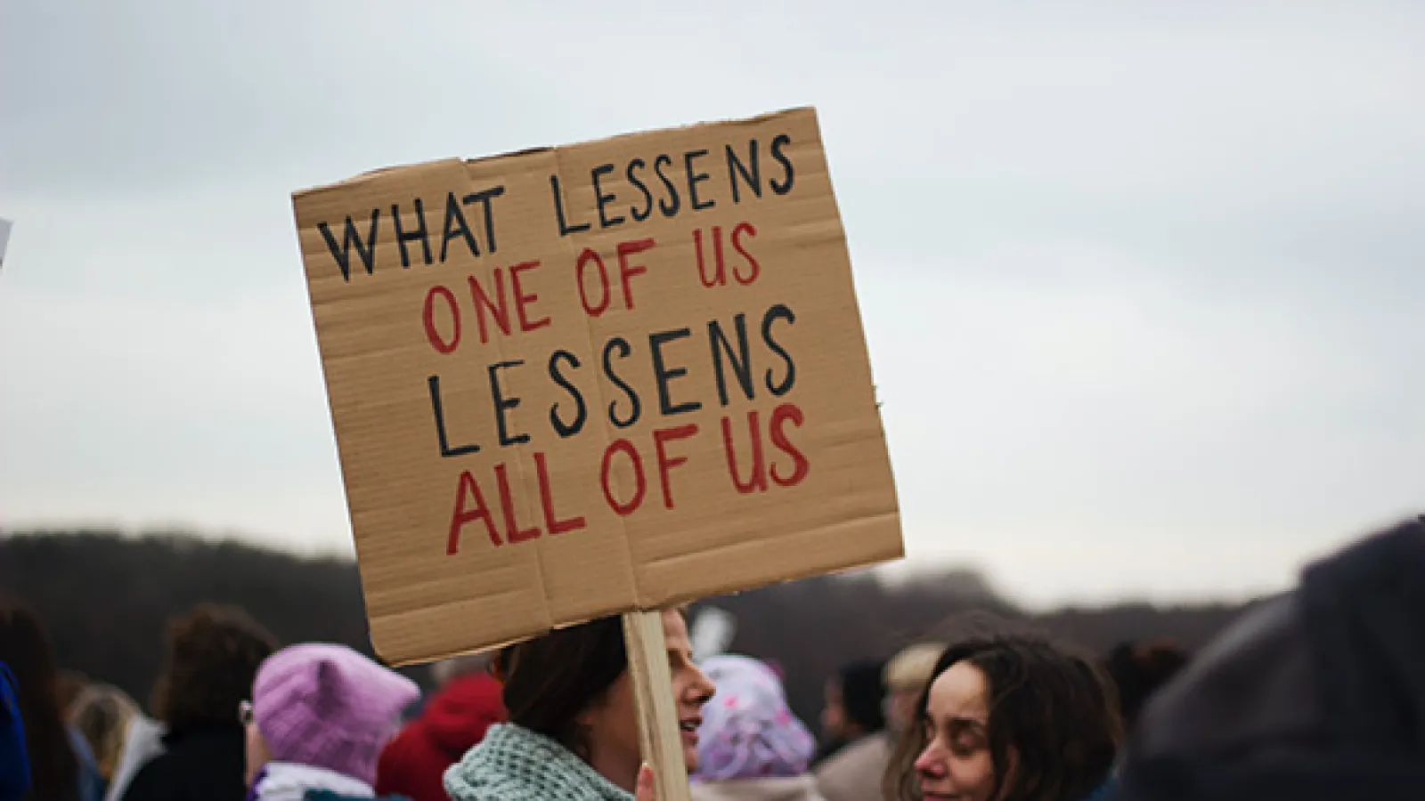 Protestor holding a sign