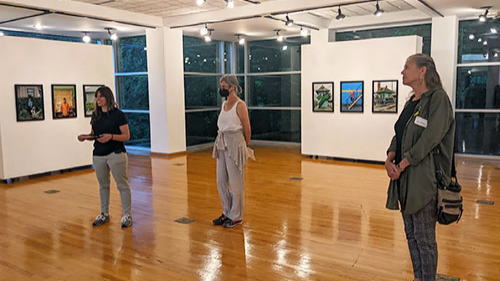 Drs. Brintlinger, Cavender, and Shannon at the Pearl Conard Gallery at OSU Mansfield.