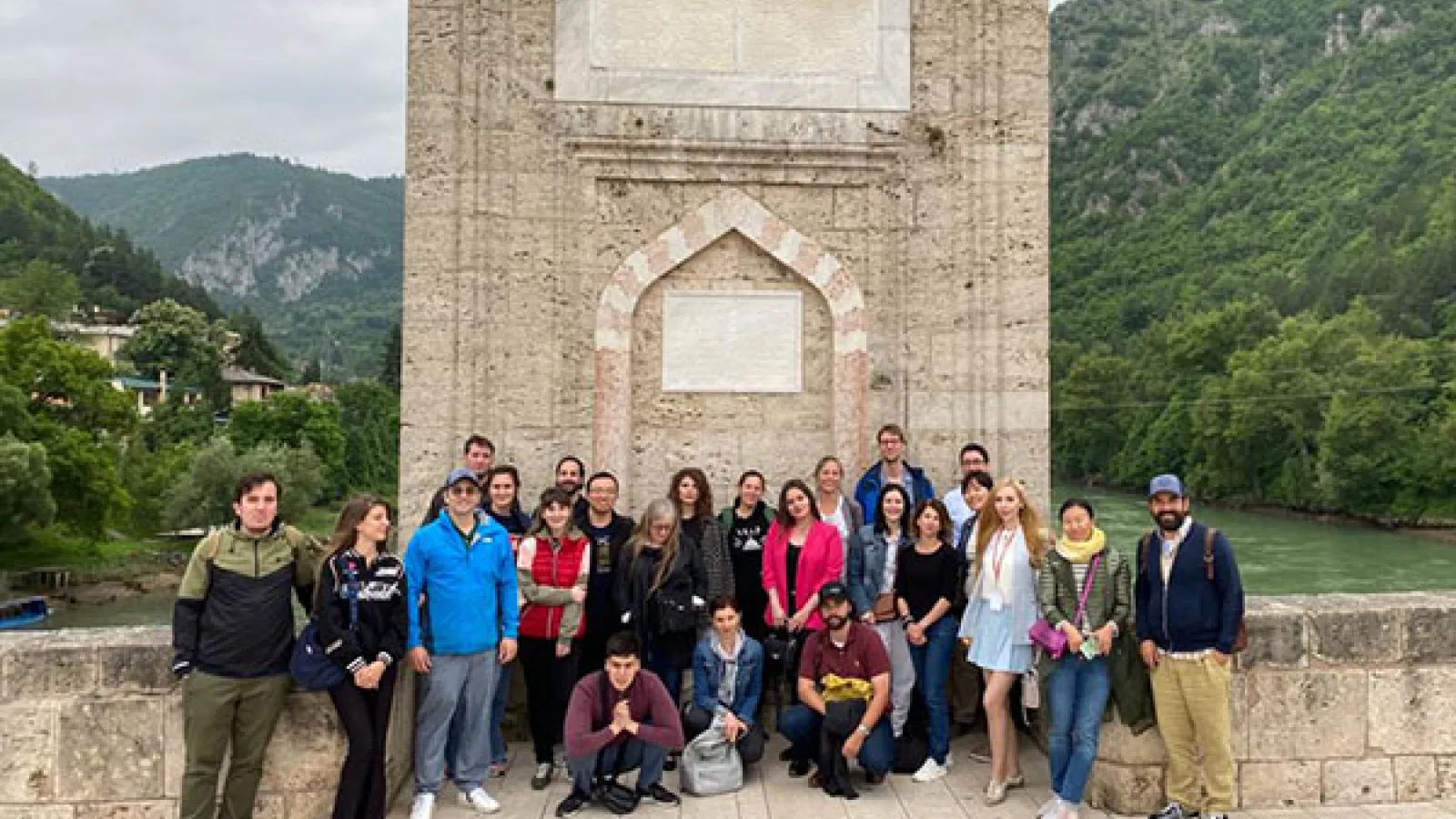 Serious Games Participants' Group Photo on a bridge over the River Drina