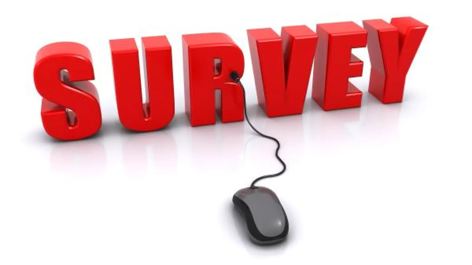 A computer mouse connects to the word "Survey" in red block letters